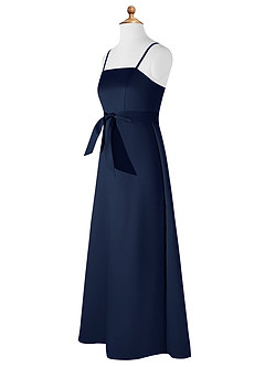 Azazie Anina Junior Dark Navy A-Line Bow Matte Satin Dress image9