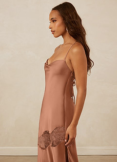 Christian Siriano Bridal for Azazie 1012 Bridesmaid Dresses Bronzer Sheath Lace Stretch Satin Dress image6