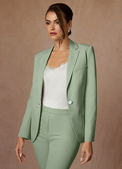 front Kennedy Zakurzona Szałwia Marynarka Ze Stretchem Strukturalnym