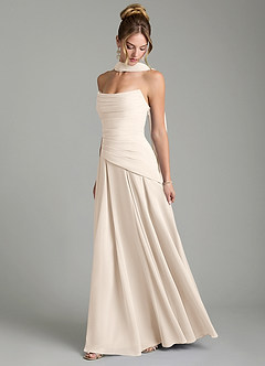 Azazie Gabriela Bridesmaid Dresses White Alabaster A-Line Corset Chiffon Dress image4