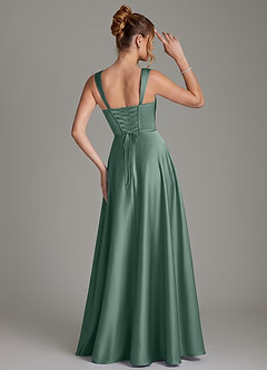 Azazie Azaria Bridesmaid Dresses Eucalyptus A-Line Corset Stretch Satin Dress image5