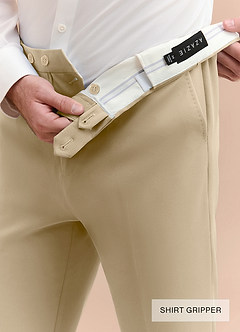 front Ethan Champagne Refined Weave Performance Suit