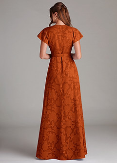 Azazie Ling Bridesmaid Dresses Paprika A-Line Pleated Floral Burnout Dress image6