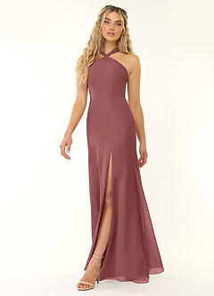 Azazie Rue Brautjungfernkleider A-Linie Halter Chiffon Kleid Amethyst image4