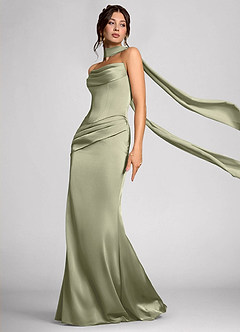 Calista Dusty Sage Luminous Satin Maxi Dress image3