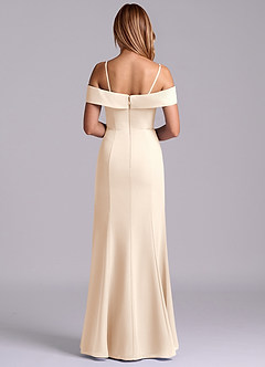 Azazie Luciana Robes de demoiselle d'honneur Robe Fourreau Convertible en Mousseline de soie Épaule décolletée Albâtre Blanc image2