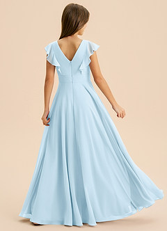 Azazie Anysa Junior Robe Trapèze en Mousseline de soie Rayé Bleu Ciel image2