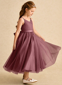 Azazie Patootie vestidos de niña de las flores Vestido de Rosa Del Desierto de Tul de Corte En A con Tirante Espagueti image4