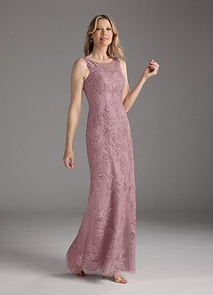 Azazie Whilhelmina Mother of the Bride Dresses Dusty Rose Mermaid Lace Chiffon Dress image4