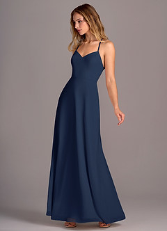 Azazie Mei Bridesmaid Dresses Dark Navy A-Line Chiffon Dress image4