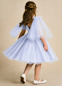 Azazie Duchess Flower Girl Dresses Lavender A-Line with Sleeves Tulle Dress image3