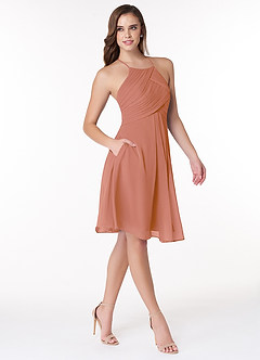 Azazie Adriana Final Sale Wisteria A-Line Pleated Chiffon Dress image4
