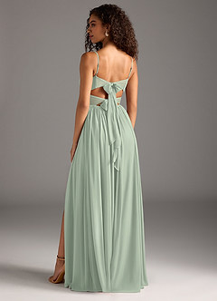 Azazie Zeya Bridesmaid Dresses Dusty Sage A-Line Pleated Mesh Dress image2