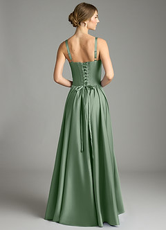 Azazie Evadina Suknie dla druhen Linia A Gorset Satyna elastyczna Do ziemi Sukienka image2