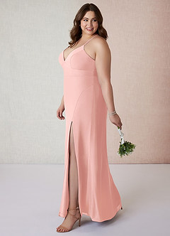 Azazie Becca Bridesmaid Dresses Rosette Sheath V-Neck Chiffon Dress image9