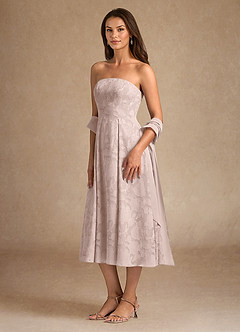 Azazie Lorain vestidos de madre de la novia Vestido de Rosa Rubor de Devorado Floral de Corte En A con Plisado image5