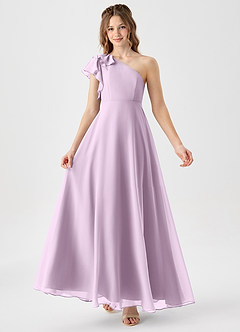 Azazie Arabella Junior Frosted Lilac A-Line Ruched Chiffon Dress image1