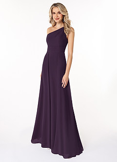 Azazie Dallas Bridesmaid Dresses Plum A-Line One Shoulder Chiffon Dress image1
