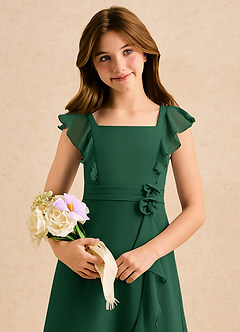 Azazie Soso Girls Formal Sukienki dla dziewczynek sypiących kwiaty Linia A Pofałdowany Szyfon Długość podłogi Sukienka image6