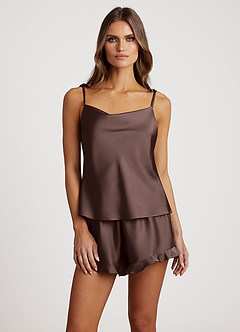 front Satin Frilled Pajama Set