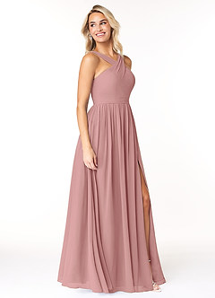 Azazie Elvira Bridesmaid Dresses Dusty Rose A-Line Pleated Chiffon Dress image4