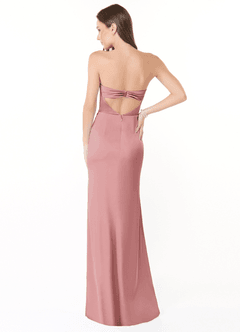 Azazie Leonis Bridesmaid Dresses Dusty Rose Mermaid Pleated Stretch Satin Convertible Dress image4