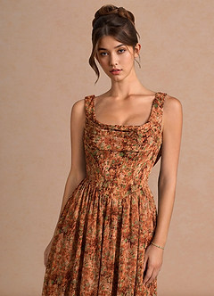 Maxi jurk Aurore Oranje Bloemen image5