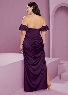 Barbie ♥ Azazie Robes de demoiselle d'honneur Robe Fourreau Convertible en Satin extensible Épaule décolletée Grain De Raisin image11