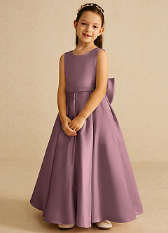 Azazie Pipsy Flower Girl Dresses Vintage Mauve A-Line Bow Matte Satin Dress image4