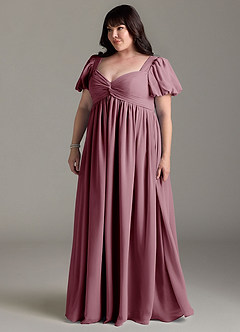 Azazie Madisynn Maternity Bridesmaid Dresses Bow Chiffon Floor-Length Dress image8