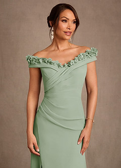 Azazie Jettie Abiti per la Madre della Sposa Abito Tubino in Chiffon Plissettato Verde Salvia image5