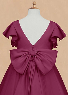 Azazie Kaeya Flower Girl Dresses Mulberry A-Line Bow Tulle Dress image8