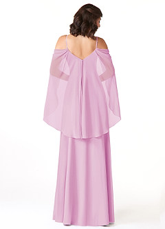 Azazie Cienna Bridesmaid Dresses Candy Pink A-Line Off the Shoulder Chiffon Dress image2