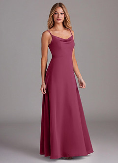 Azazie Daenerys Bridesmaid Dresses Mulberry A-Line Cowl Chiffon Dress image5