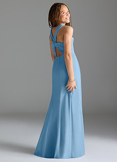 Azazie Rue Junior Steel Blue Mermaid Side Slit Chiffon Dress image5