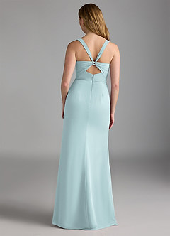 Azazie Mero Bridesmaid Dresses Mist Sheath Pleated Chiffon Dress image3