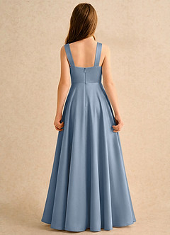 Azazie Makani Girls Formal Sukienki dla dziewczynek sypiących kwiaty Linia A Dekolt w kształcie serca Matowy satynowy Długość podłogi Sukienka image2