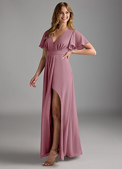 Azazie Zaniah Bridesmaid Dresses Vintage Mauve A-Line Chiffon Dress image5