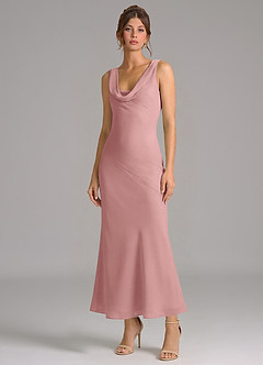 Azazie Rylina 신부 들러리 드레스 인어 주름진 쉬폰 발목 길이 드레스 image3