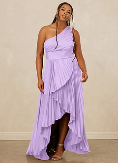 Christian Siriano Bridal for Azazie 1008 Bridesmaid Dresses Lilac A-Line One Shoulder Stretch Satin Dress image9
