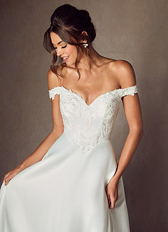 Azazie Kimberlee Wedding Dresses Diamond White Ball-Gown Sweetheart Neckline Lace Dress image8