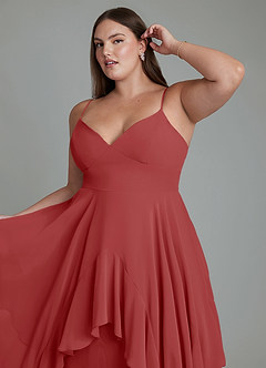 Azazie Zaina Abiti da Damigella Abito A-Line in Chiffon Ruggine image12