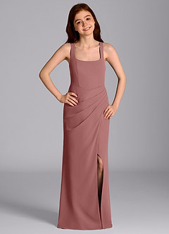 Azazie Mero Junior Desert Rose Mermaid Pleated Chiffon Dress image1