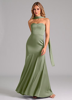 Azazie Shiloh Bridesmaid Dresses Pistachio Mermaid Strapless Stretch Satin Convertible Dress image4