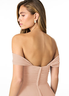 Azazie Kaitlynn Bridesmaid Dresses English Rose Empire Ruched Chiffon Convertible Dress image6