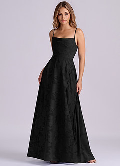 Azazie Elle 신부 들러리 드레스 A라인 주름진 플로럴 번아웃 바닥 길이 드레스 image4