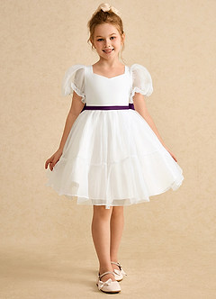 Azazie Debbie vestidos de niña de las flores Vestido de Marfil Uva de Organza de Princesa con Escote de Corazón image8