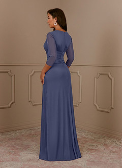 Azazie Annetta Mother of the Bride Dresses Stormy A-Line V-Neck Pleated Mesh Dress image3