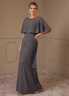Azazie Bowie Mother of the Bride Dresses Steel Grey A-Line Chiffon Dress image1