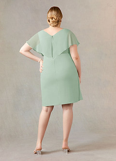 Azazie Julia Final Sale Agave Sheath V-Neck Pleated Chiffon Dress image7